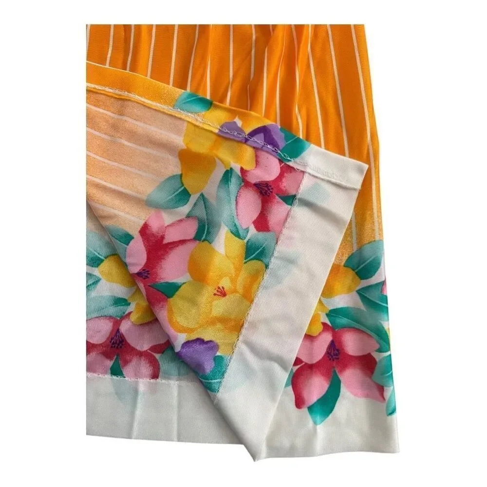 Vintage Floral Fiesta Wrap Skirt Sateen Sz M